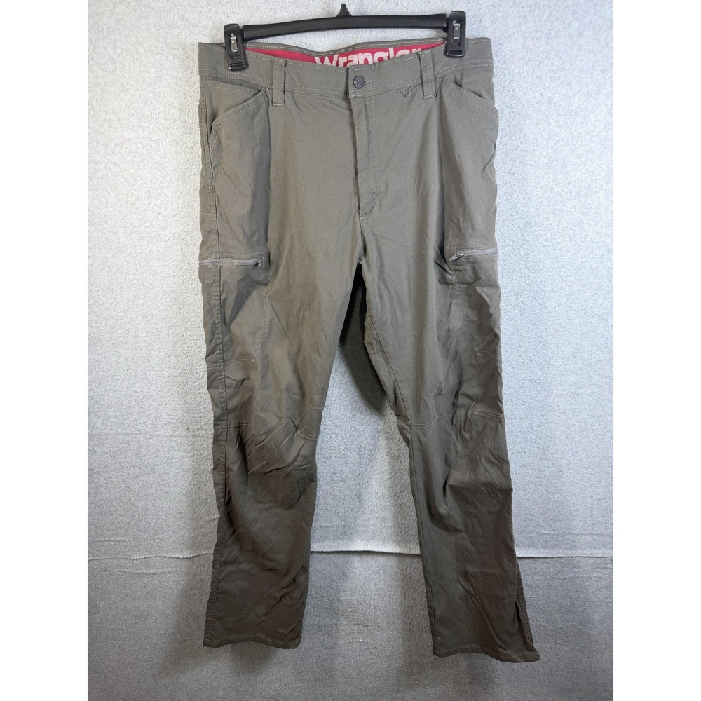 Wrangler Cargo Pants Mens 36x32 Green Nylon Stretch Lightweight Outdoor Travel